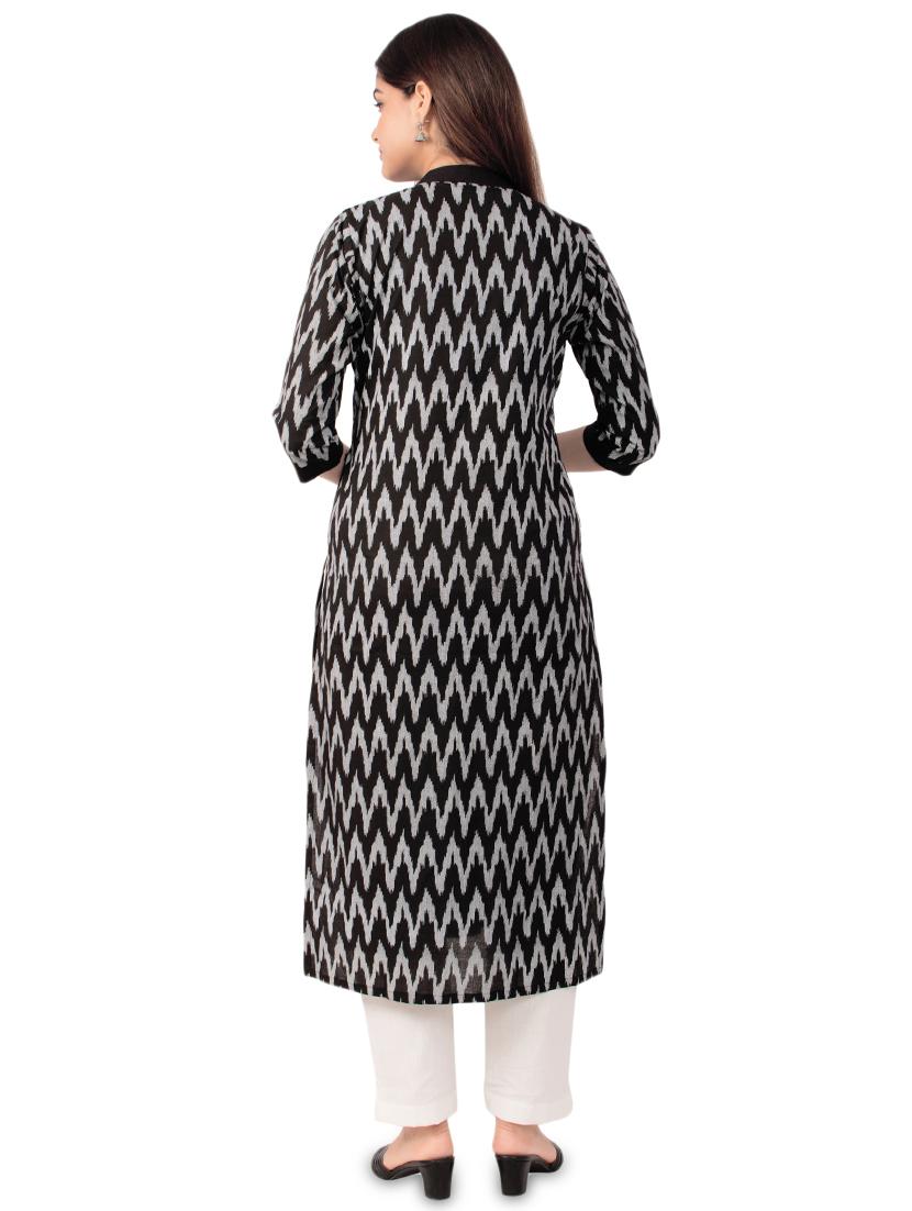 ikat print straight kurta - 17472721 - Zoom Image - 3