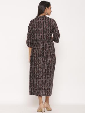 printed a-line ethnic dress - 17472723 - Standard Image - 3