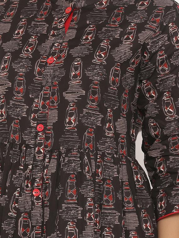 printed a-line ethnic dress - 17472723 - Zoom Image - 4