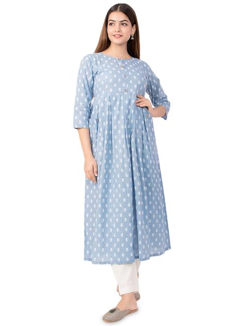 printed flared kurta - 17472724 - Standard Image - 1