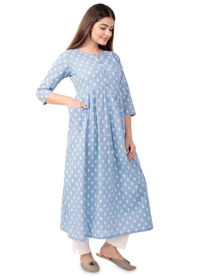 printed flared kurta - 17472724 - Zoom Image - 2