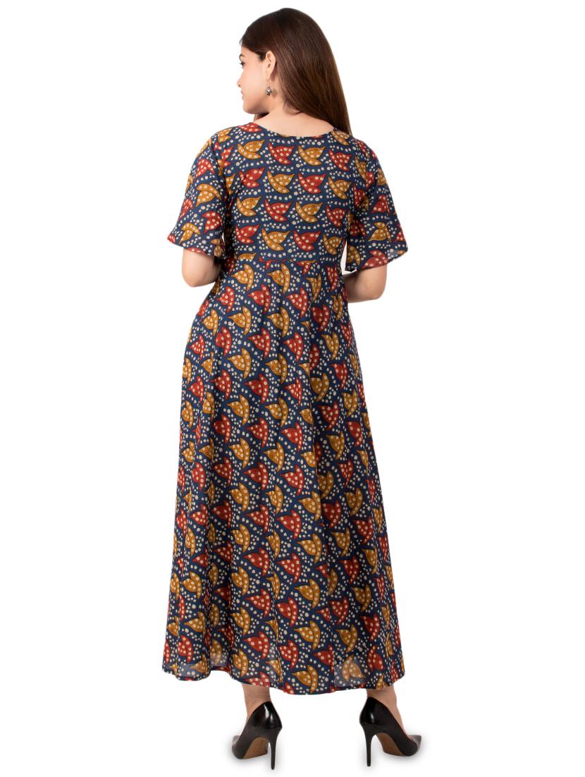 printed flared ethnic dress - 17472726 - Zoom Image - 3