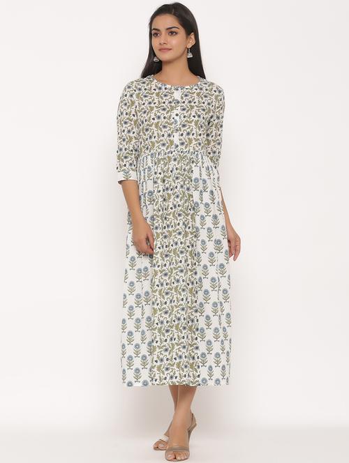 printed flared ethnic dress - 17472728 - Standard Image - 1