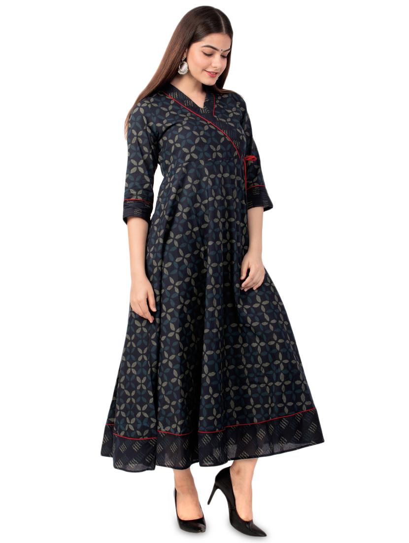 printed angrakha kurta - 17472729 - Zoom Image - 2