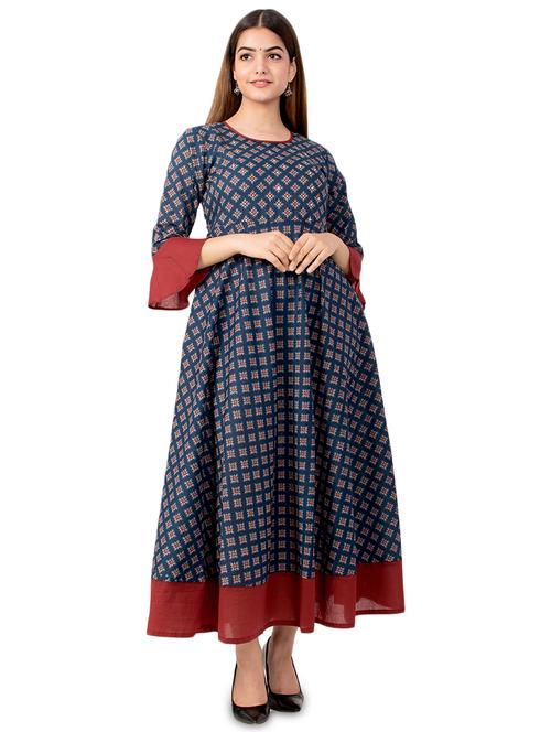 printed flared kurta - 17472730 - Standard Image - 1