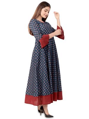 printed flared kurta - 17472730 - Standard Image - 2