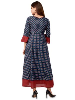 printed flared kurta - 17472730 - Standard Image - 3