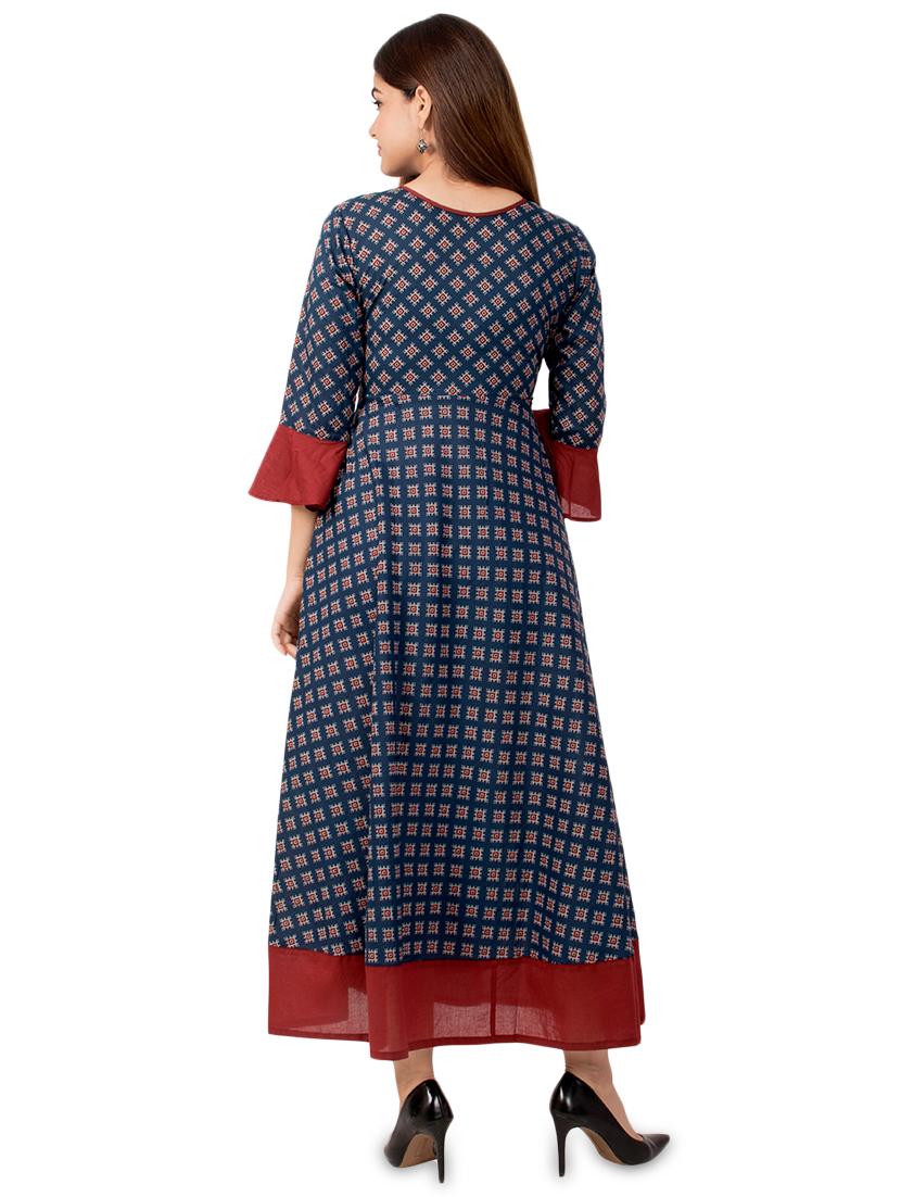 printed flared kurta - 17472730 - Zoom Image - 3