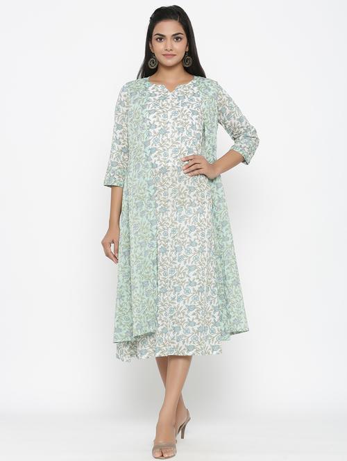 printed layered ethnic dress - 17472735 - Very Small Image - 1