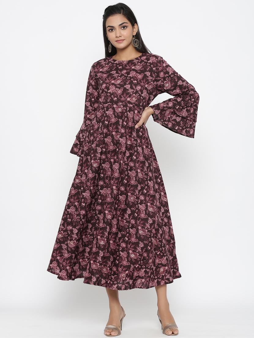 floral print flared ethnic dress - 17472737 - Zoom Image - 2