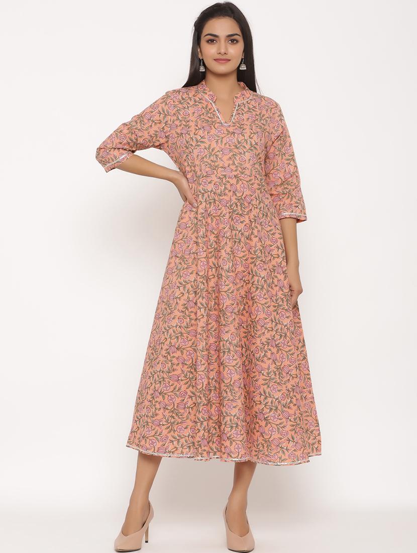 floral print flared ethnic dress - 17472740 - Zoom Image - 1