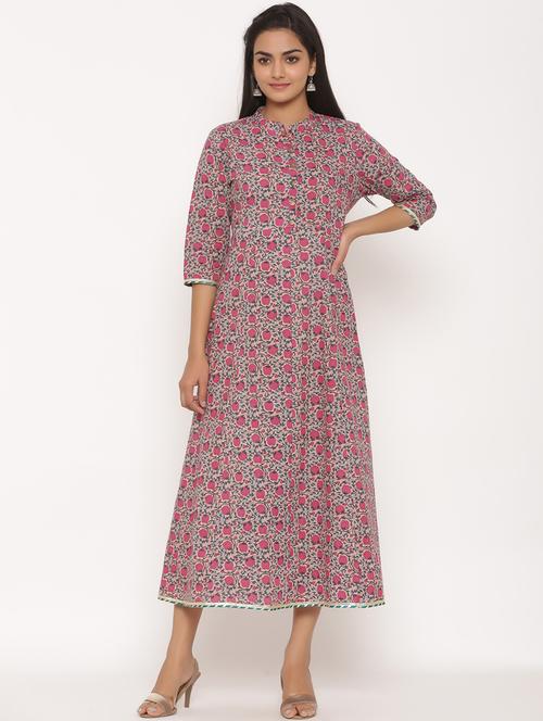 floral print flared ethnic dress - 17472741 - Standard Image - 1