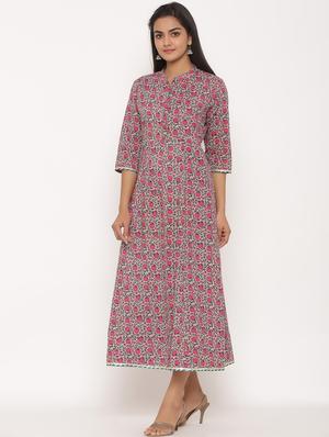 floral print flared ethnic dress - 17472741 - Standard Image - 2