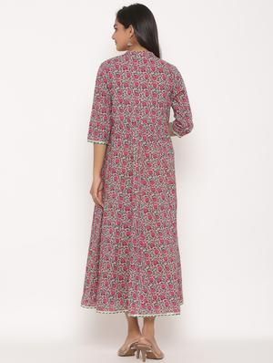 floral print flared ethnic dress - 17472741 - Standard Image - 3