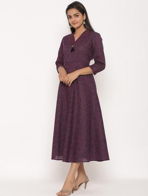 printed flared ethnic dress - 17472742 - Standard Image - 2