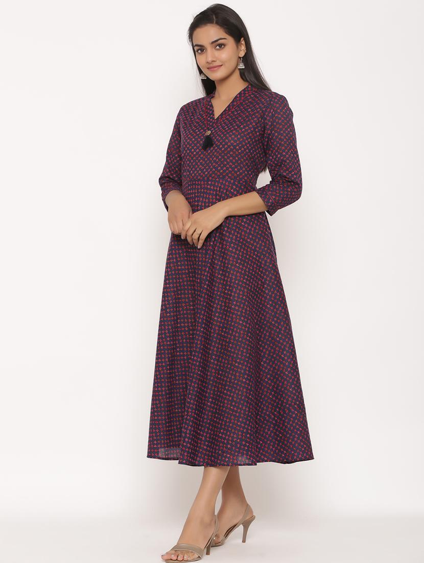 printed flared ethnic dress - 17472742 - Zoom Image - 2