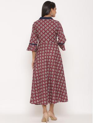 printed flared ethnic dress - 17472747 - Standard Image - 3