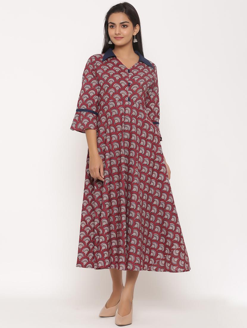 printed flared ethnic dress - 17472747 - Zoom Image - 1