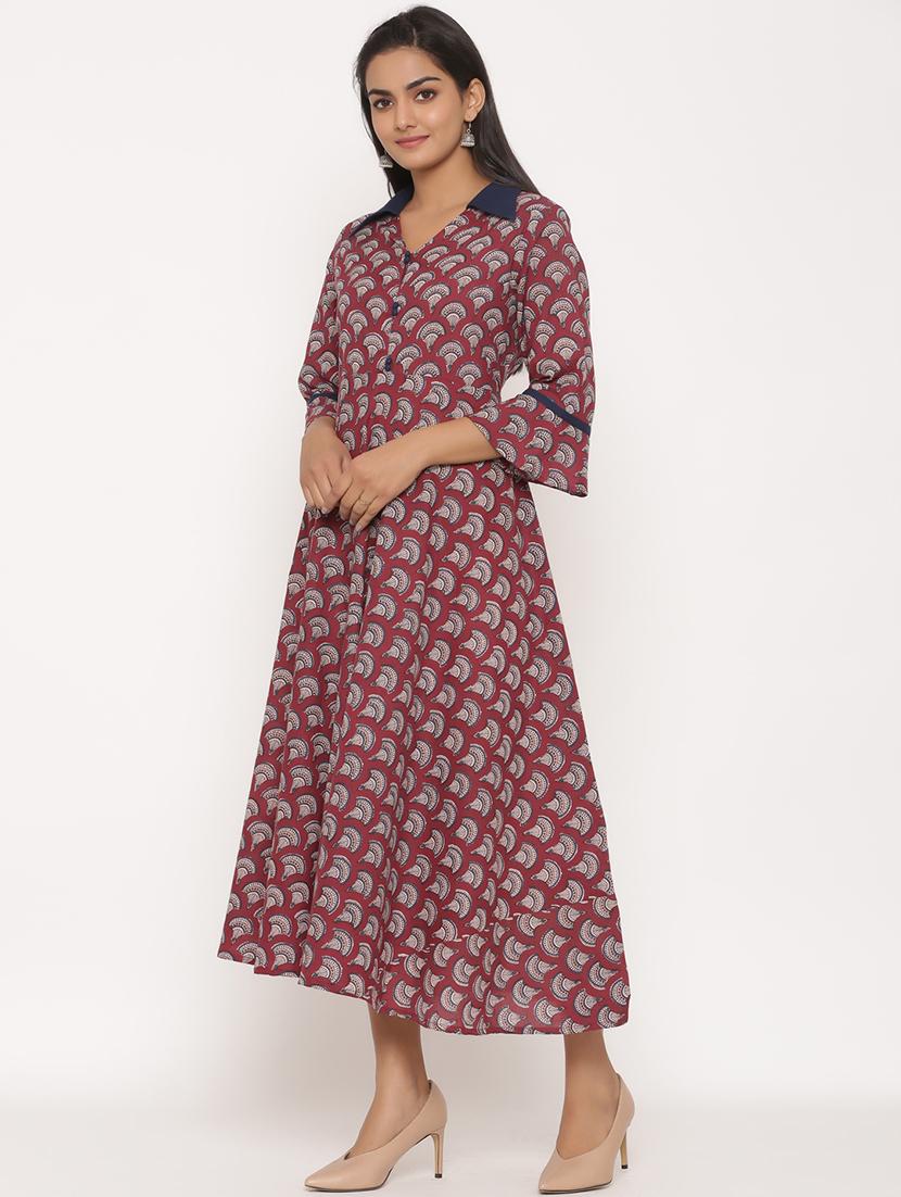 printed flared ethnic dress - 17472747 - Zoom Image - 2