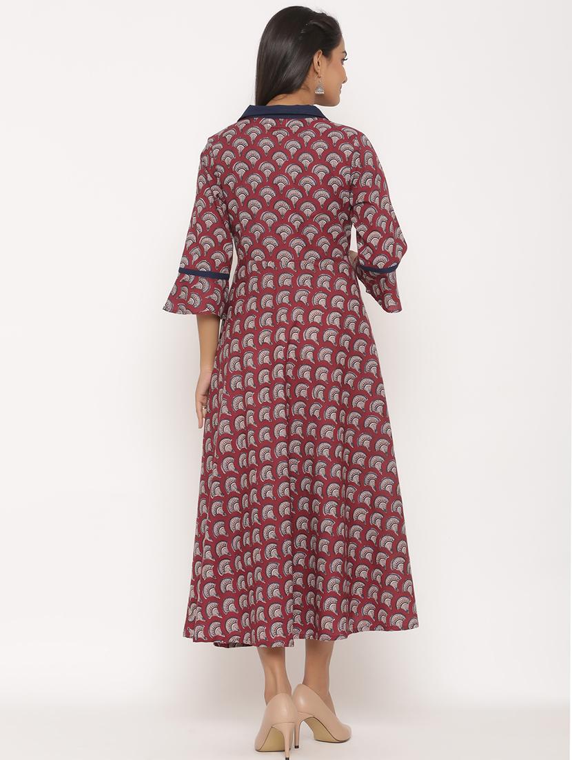printed flared ethnic dress - 17472747 - Zoom Image - 3