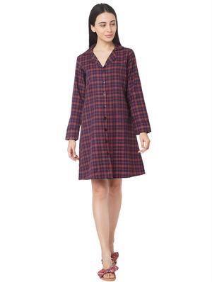 lapel neck checkered sleepshirt - 17472772 - Standard Image - 2