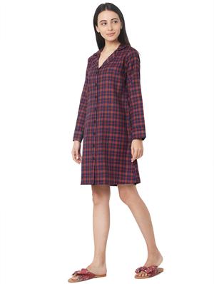 lapel neck checkered sleepshirt - 17472772 - Standard Image - 3