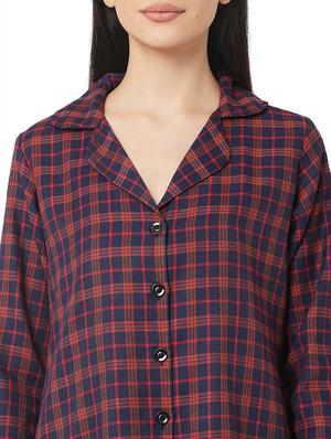 lapel neck checkered sleepshirt - 17472772 - Standard Image - 5