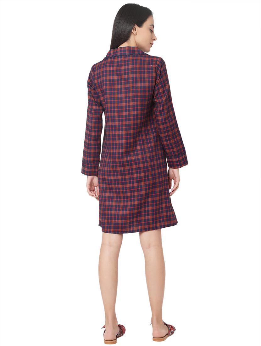 lapel neck checkered sleepshirt - 17472772 - Zoom Image - 4