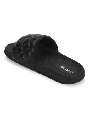 black pu slip on sandals - 17472885 - Standard Image - 3