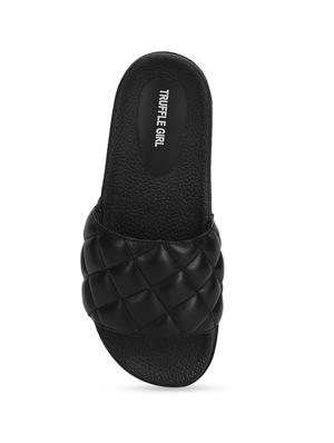 black pu slip on sandals - 17472885 - Standard Image - 4