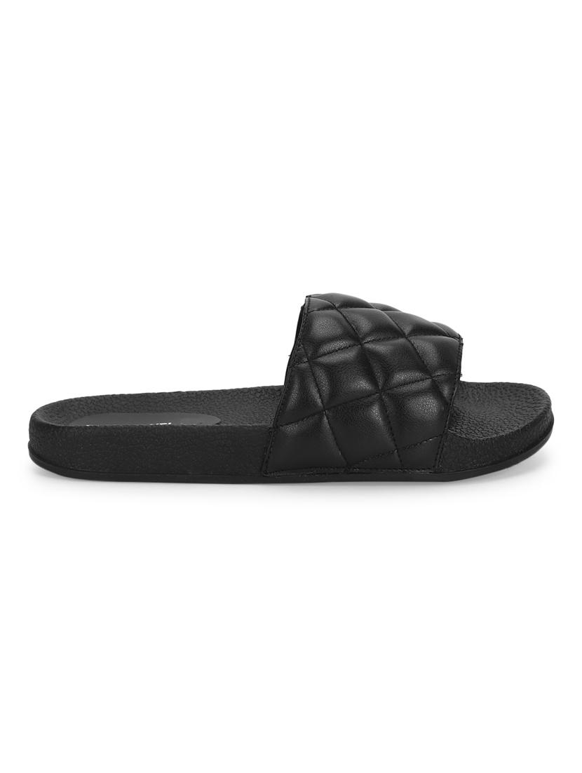 black pu slip on sandals - 17472885 - Zoom Image - 2