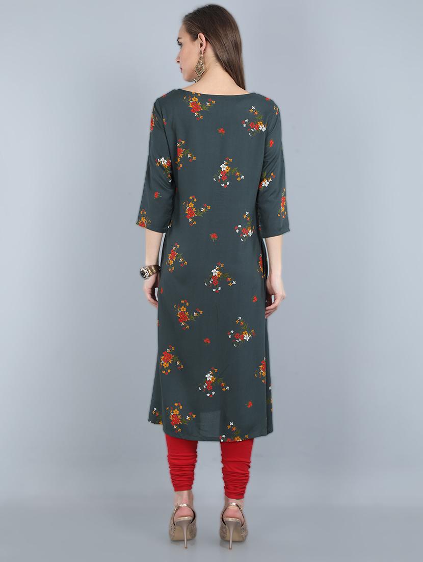 floral a-line kurta - 17473136 - Zoom Image - 3