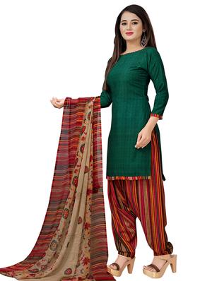 green crepe patiyala suits unstitched suit - 17473602 - Standard Image - 2