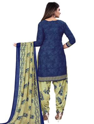 blue crepe patiyala suits unstitched suit - 17473604 - Standard Image - 3
