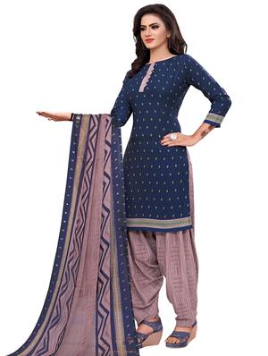 blue crepe patiyala suits unstitched suit - 17473607 - Standard Image - 2