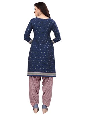 blue crepe patiyala suits unstitched suit - 17473607 - Standard Image - 3