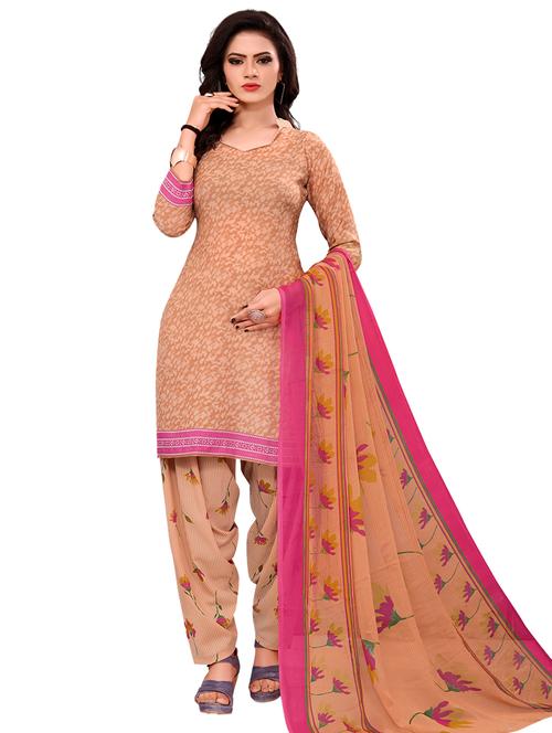 cream crepe patiyala suits unstitched suit - 17473608 - Standard Image - 1