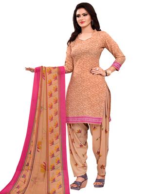 cream crepe patiyala suits unstitched suit - 17473608 - Standard Image - 2