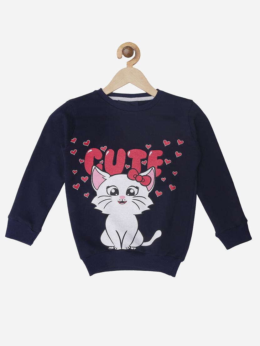 navy blue cotton fleece sweatshirt - 17473611 - Zoom Image - 1
