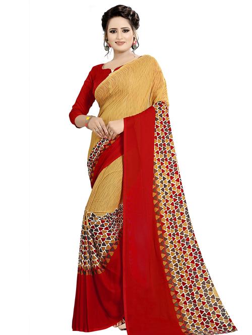 geometric printed saree with blouse - 17473652 - Standard Image - 1