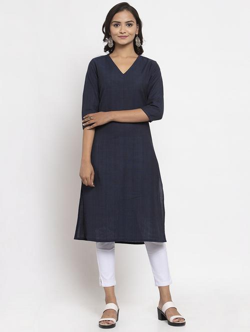 solid straight kurta - 17473666 - Standard Image - 1