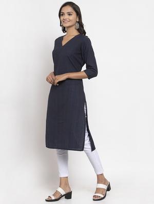 solid straight kurta - 17473666 - Standard Image - 2