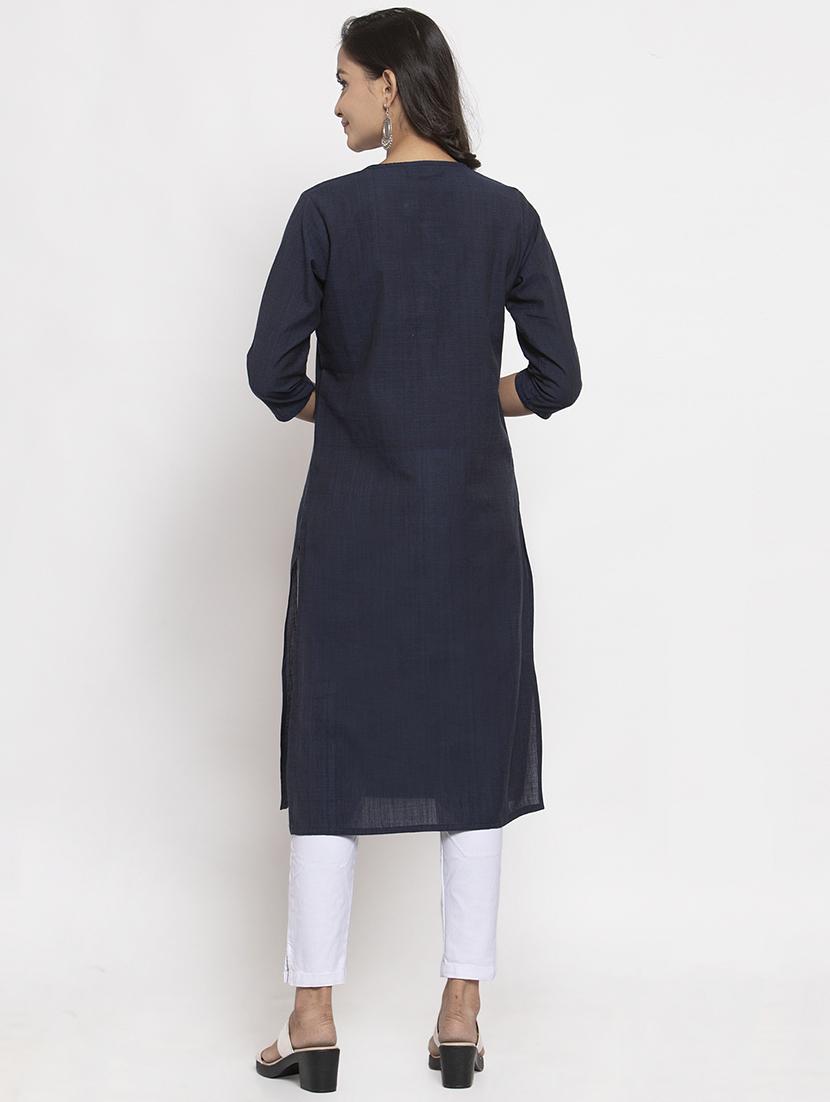 solid straight kurta - 17473666 - Zoom Image - 3