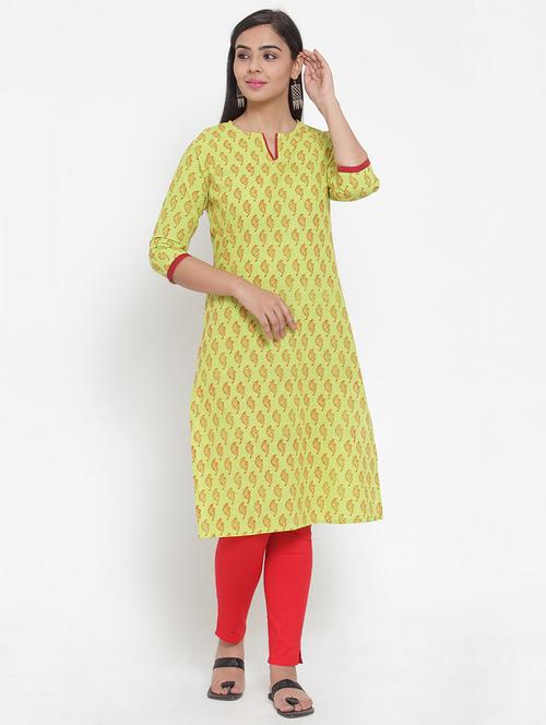 block print straight kurta - 17473675 - Standard Image - 1