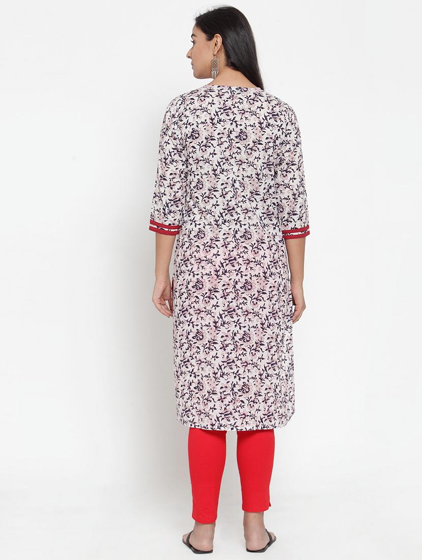 floral print straight kurta - 17473679 - Zoom Image - 3