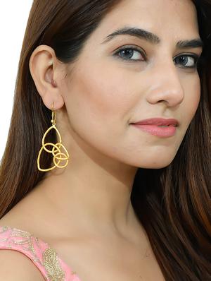 gold brass drop earring - 17473887 - Standard Image - 4