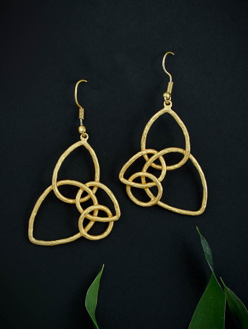 gold brass drop earring - 17473887 - Zoom Image - 2