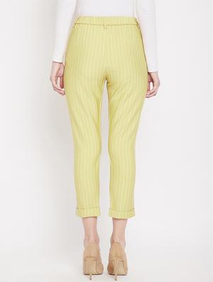 high rise striped flat front trousers - 17473920 - Standard Image - 3