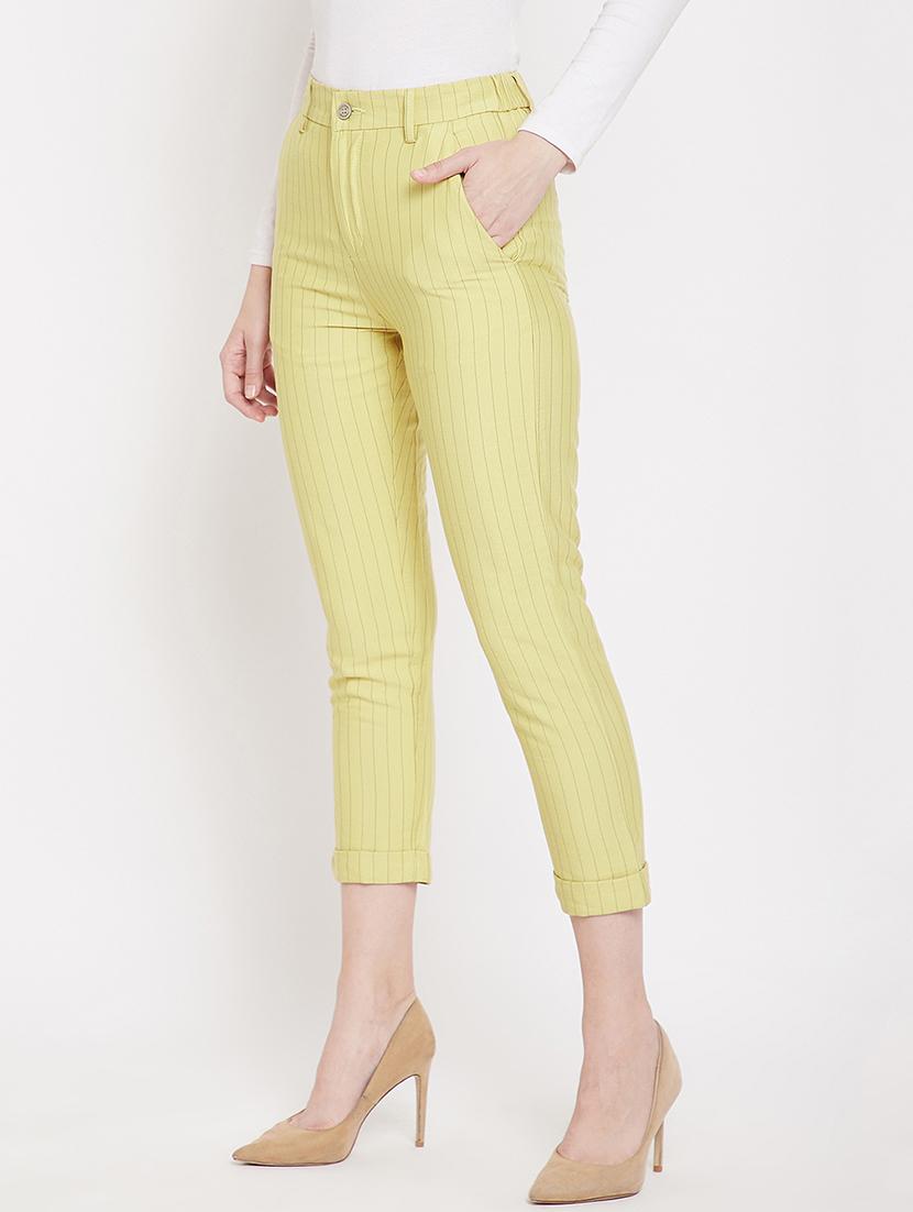 high rise striped flat front trousers - 17473920 - Zoom Image - 2