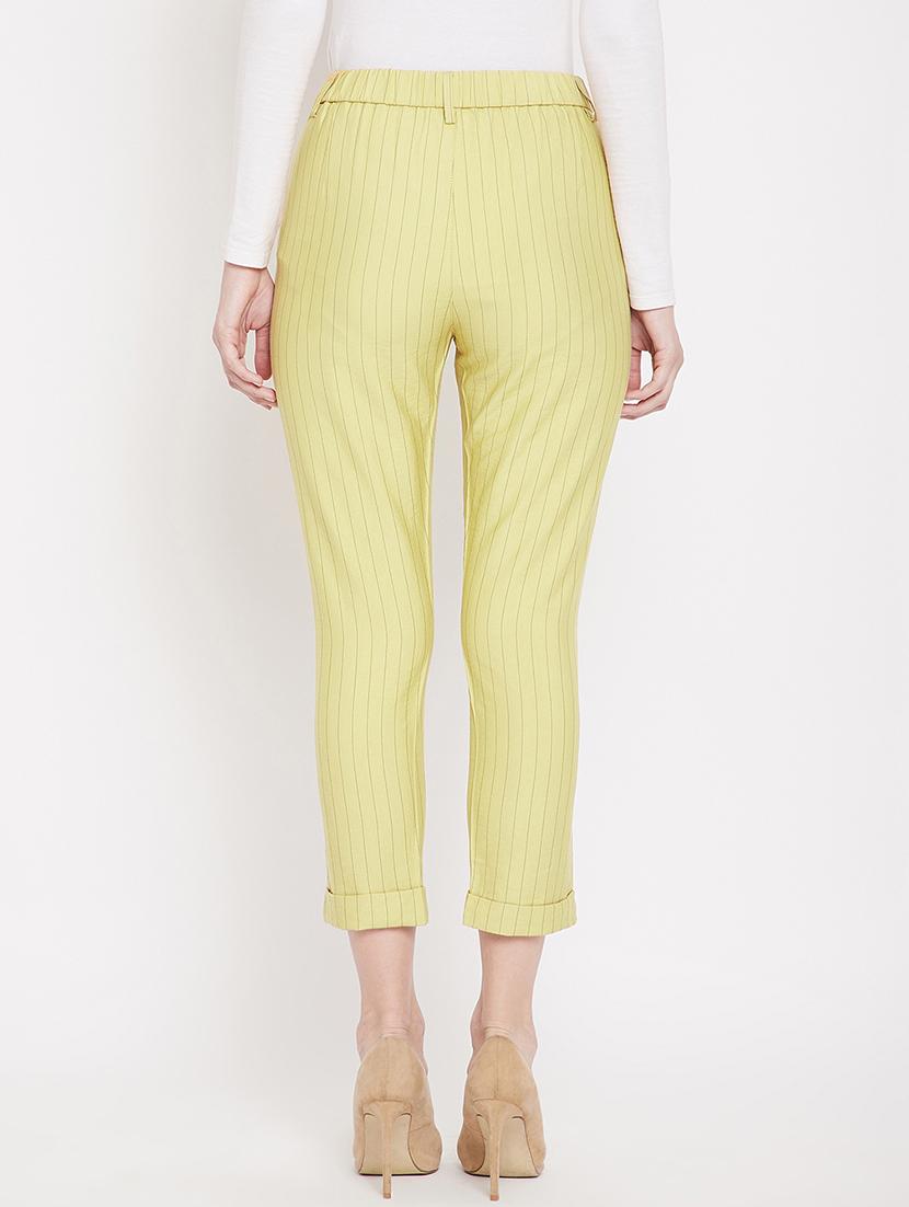 high rise striped flat front trousers - 17473920 - Zoom Image - 3